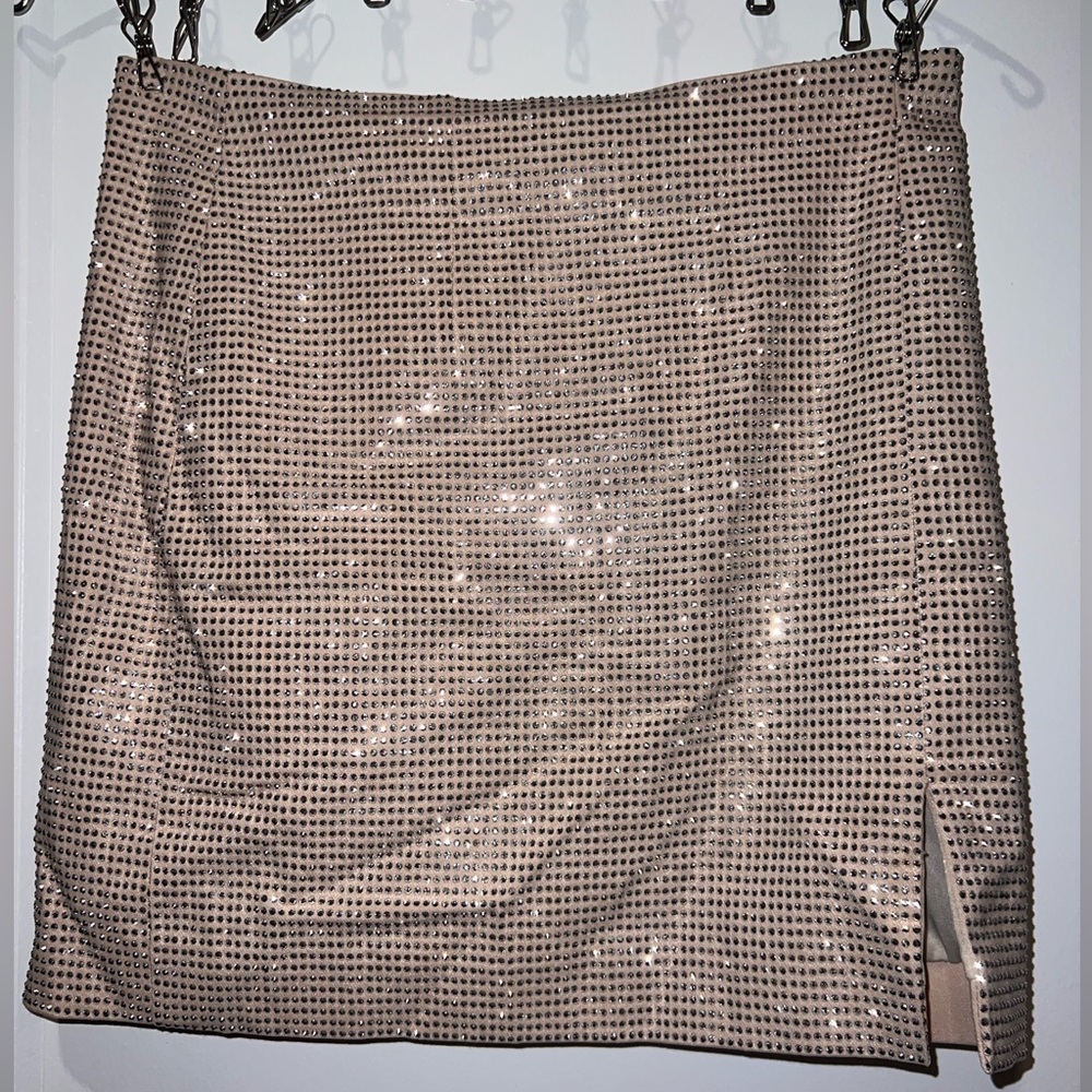 Nude Sparkly Mini Skirt